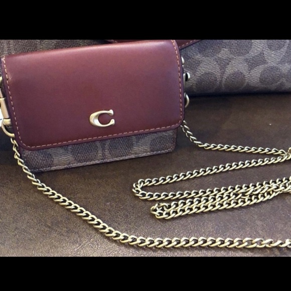 COACH chain wallet card case Rust - Picture 1 of 5